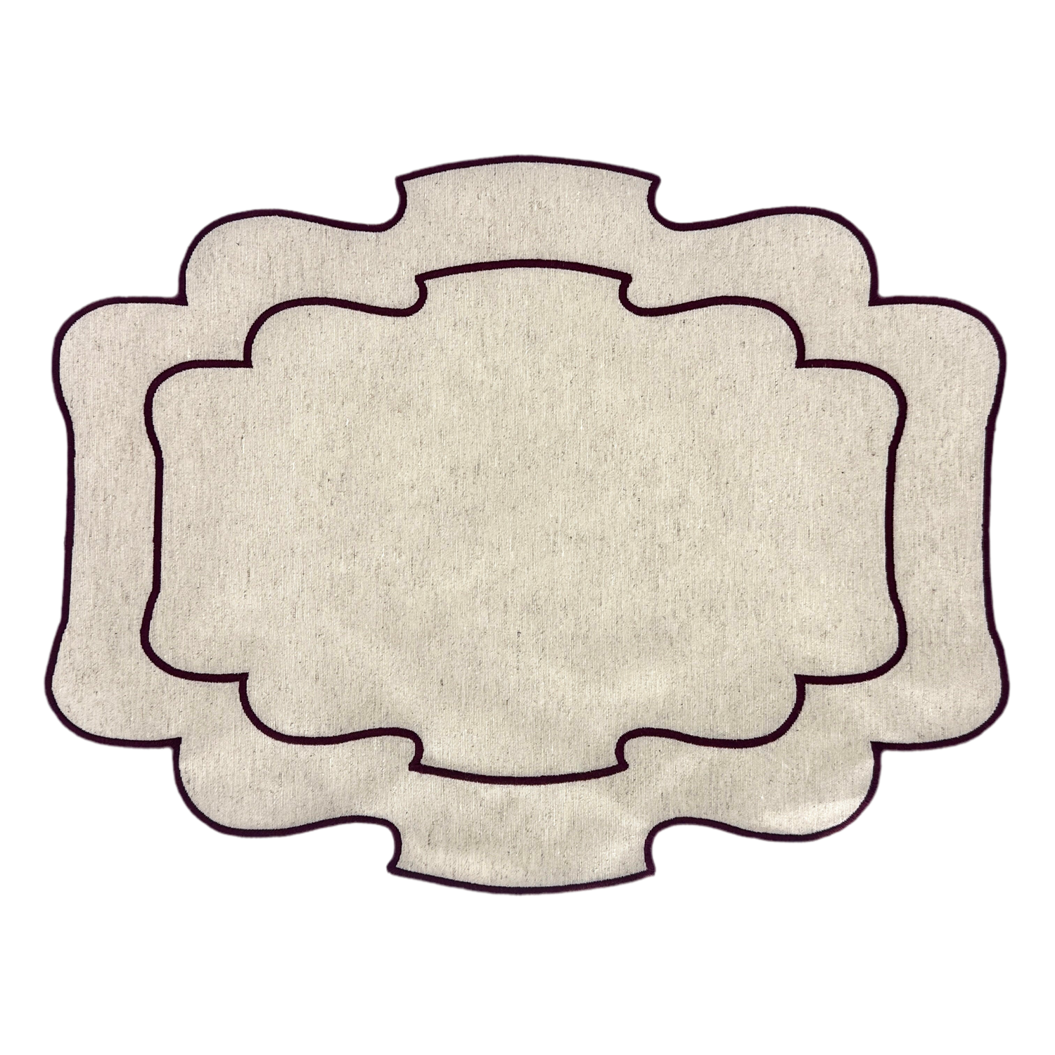 Individual antimanchas bordado ondas beige y burdeos