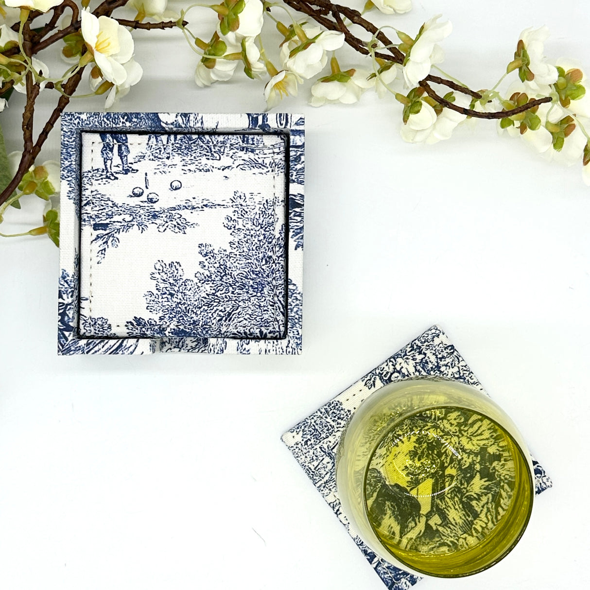 Posavasos Toile de Jouy azul