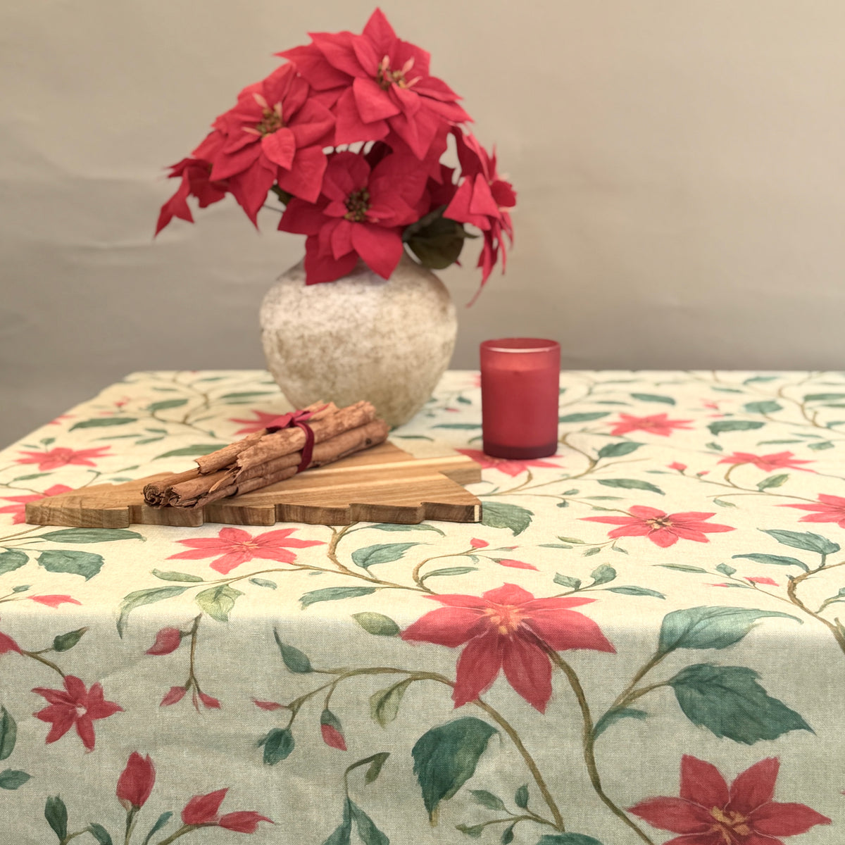 Mantel antimanchas rectangular Flor de Pascua