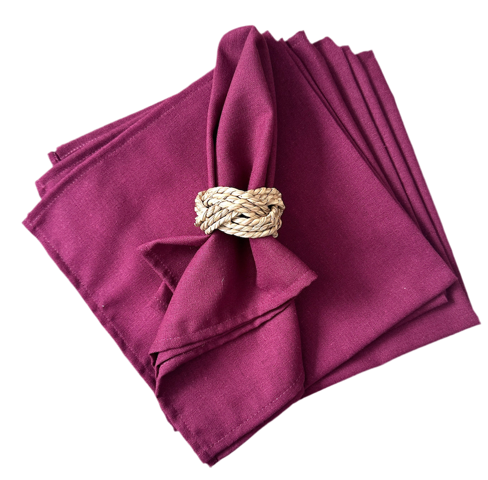 Set 4 Servilletas algodón granate