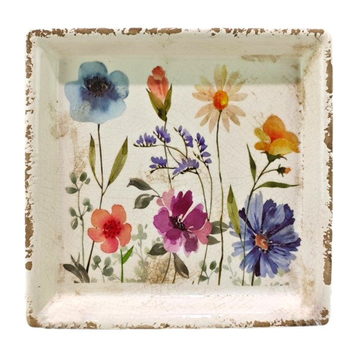 Plato Flores cuadrado