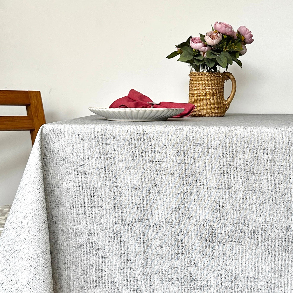 Mantel antimanchas cuadrado Loneta gris