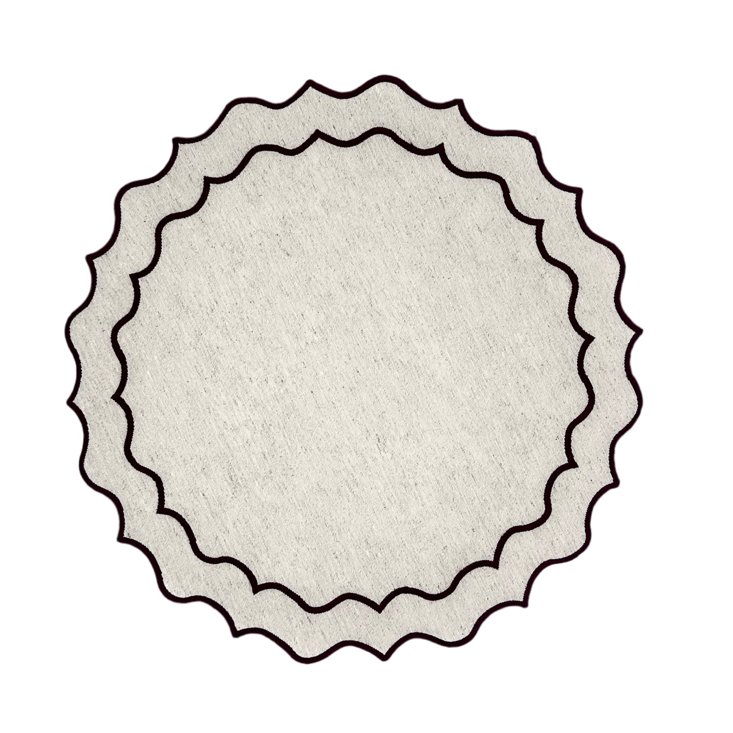 Individual antimanchas redondo bordado ondas beige y burdeos