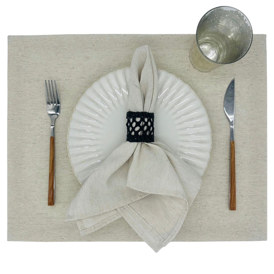 Set 4 Individuales antimanchas + 4 servilletas Loneta tierra