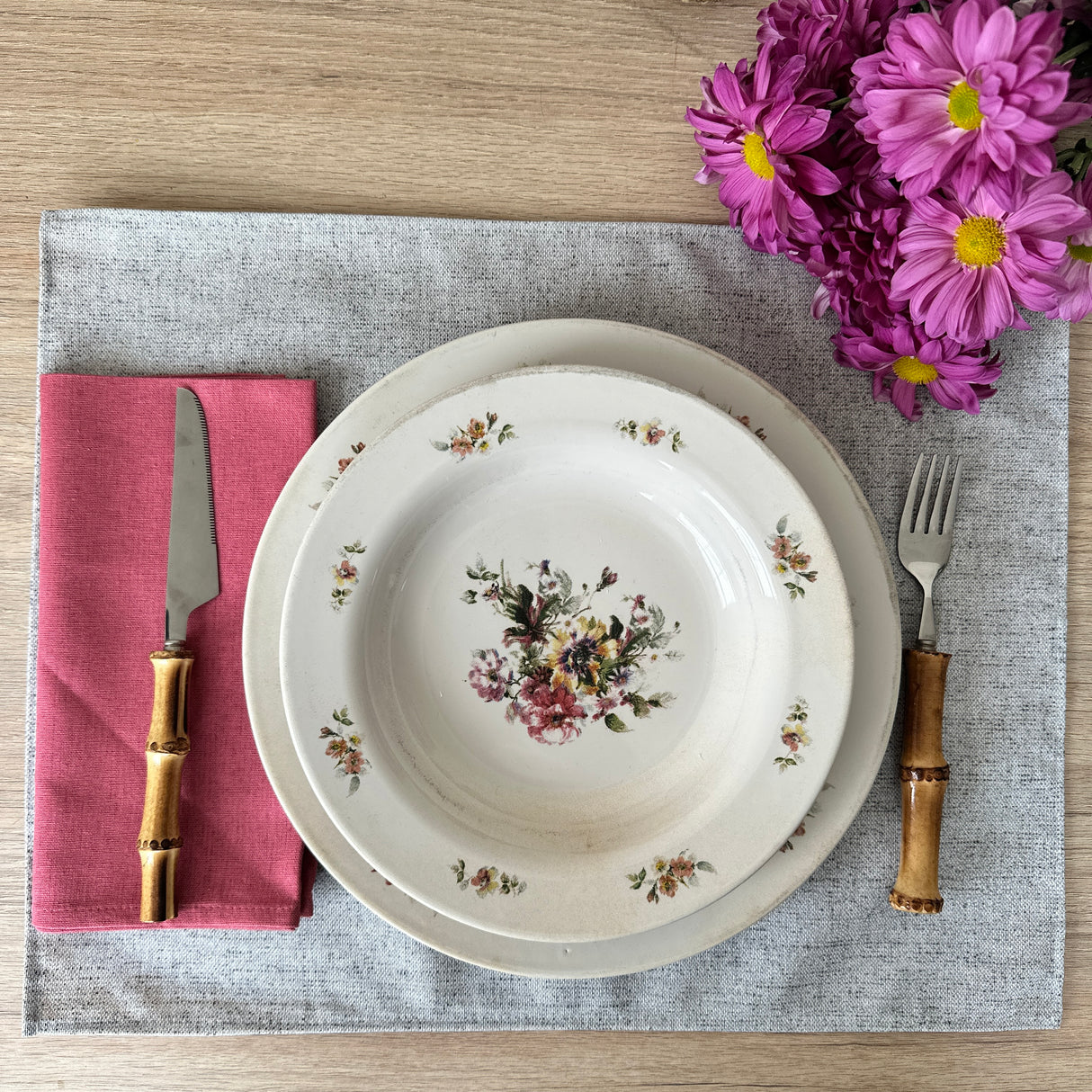 Set 4 Individuales antimanchas Loneta Gris