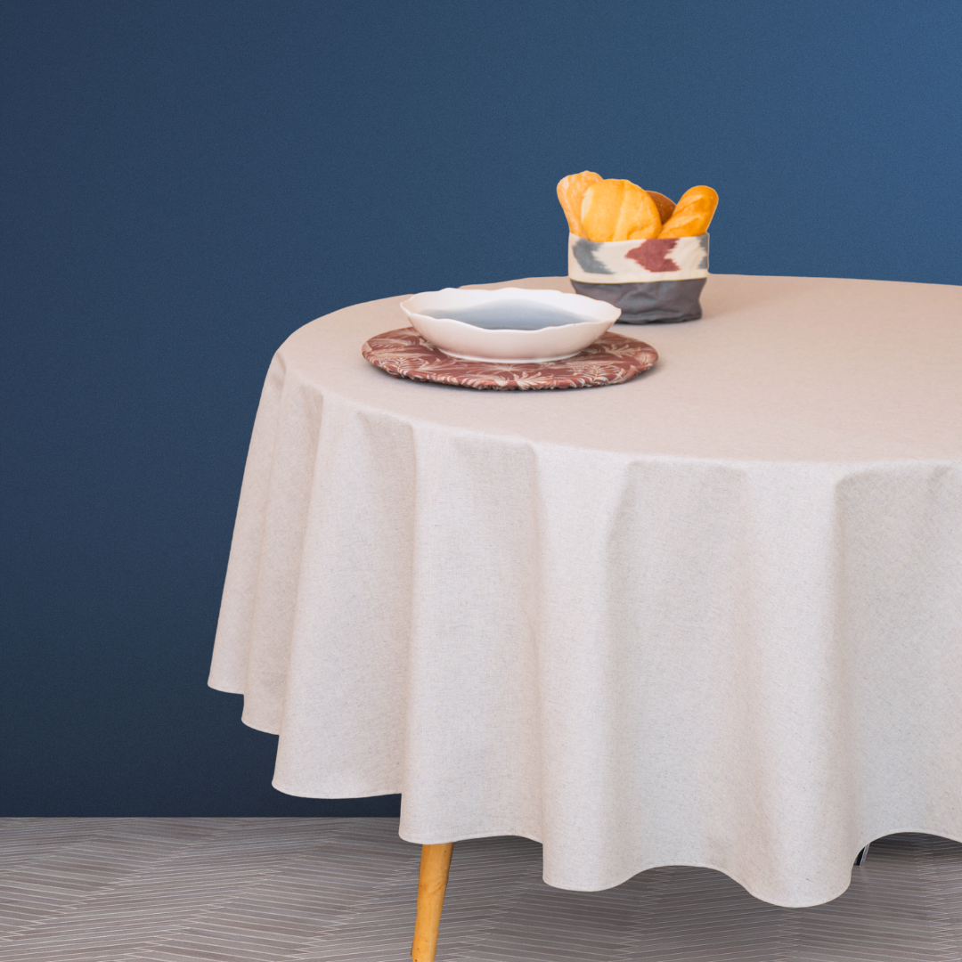 Mantel antimanchas redondo Panamá Gris Rústico