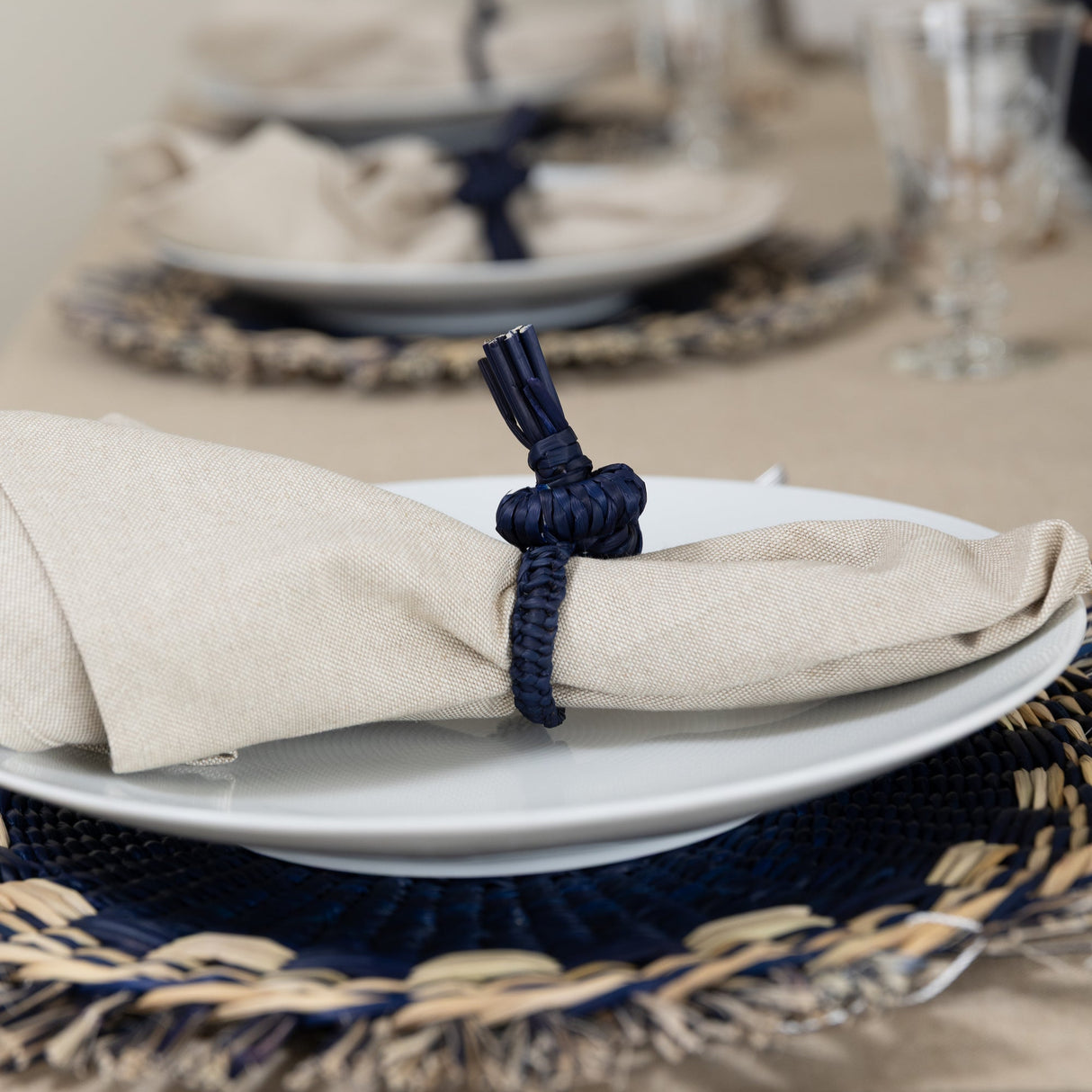 Set de 2 servilleteros junco azul