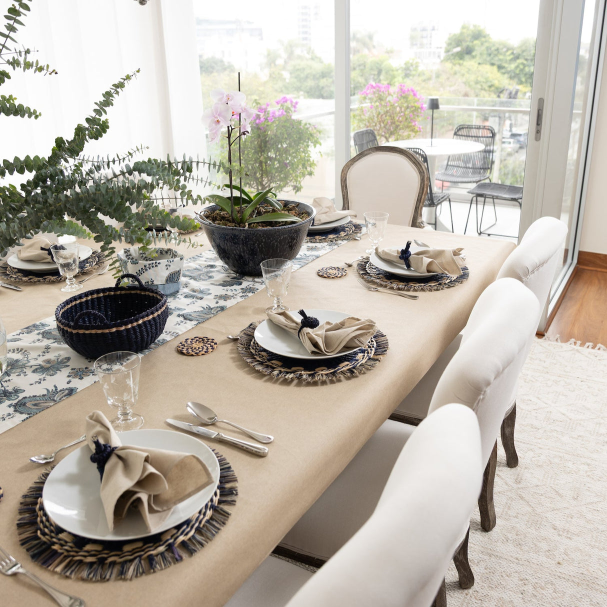 Mantel antimanchas cuadrado Panamá Beige Rústico