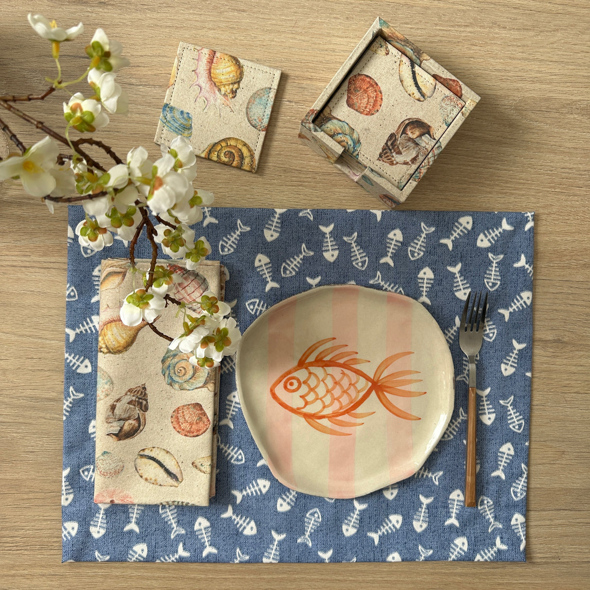 Set 4 Servilletas Conchas