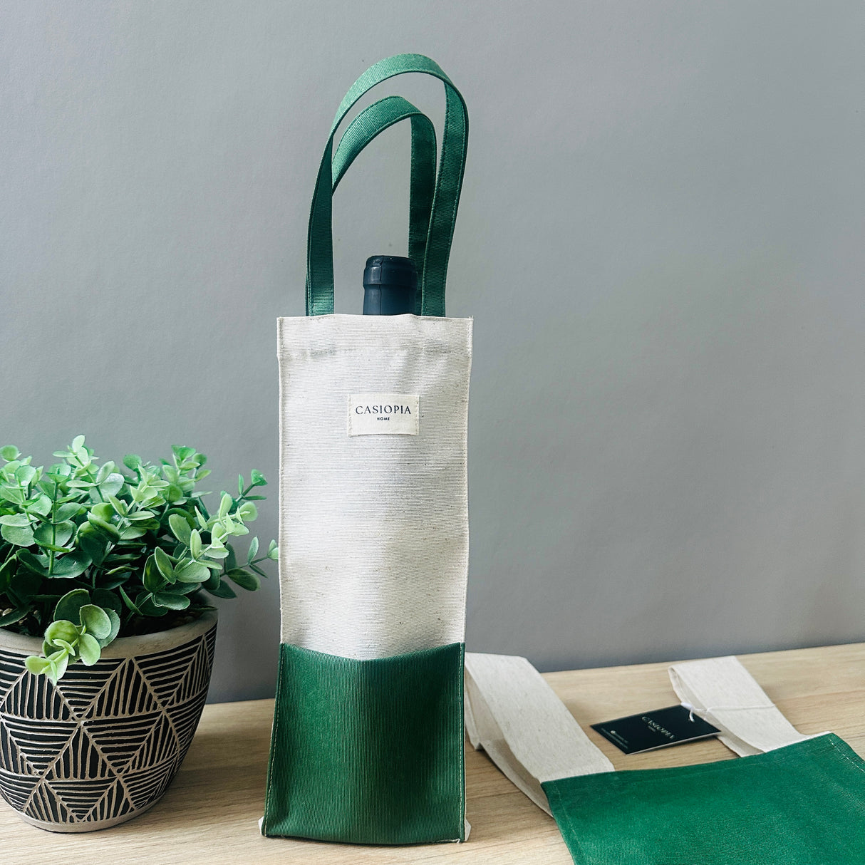 Pack portavinos + mandil parrillero hombre - Verde y Beige