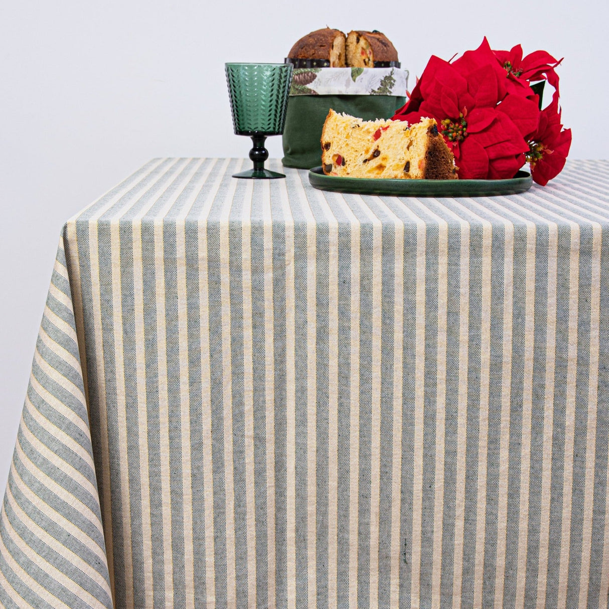 Mantel antimanchas rectangular Lúrex verde