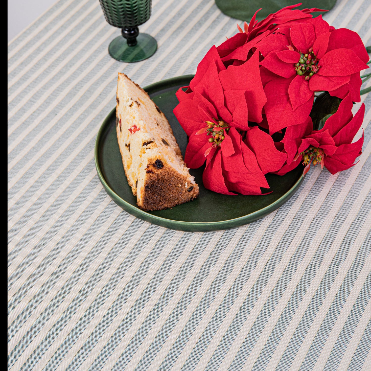 Mantel antimanchas rectangular Lúrex verde