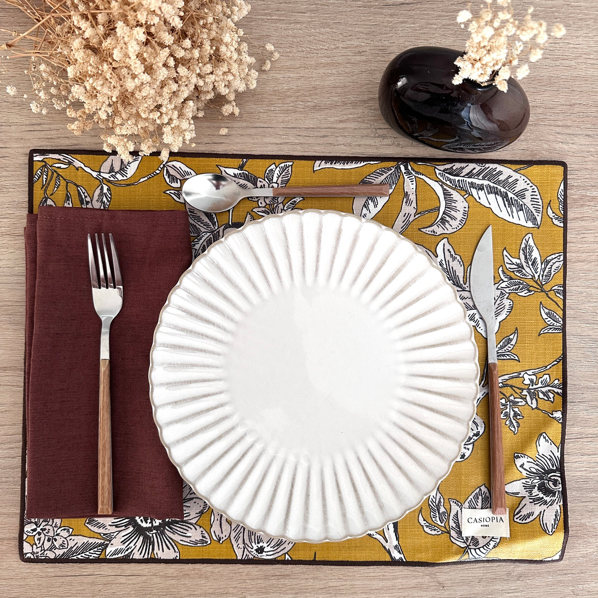 Set 4 Servilletas algodón chocolate