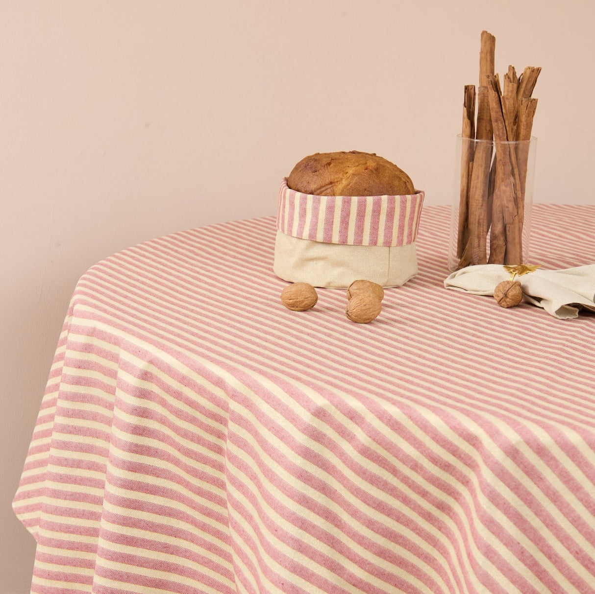 Mantel antimanchas redondo Lúrex rojo