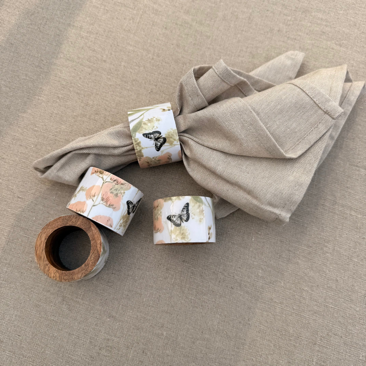 Set 4 aros servilletas madera Natura