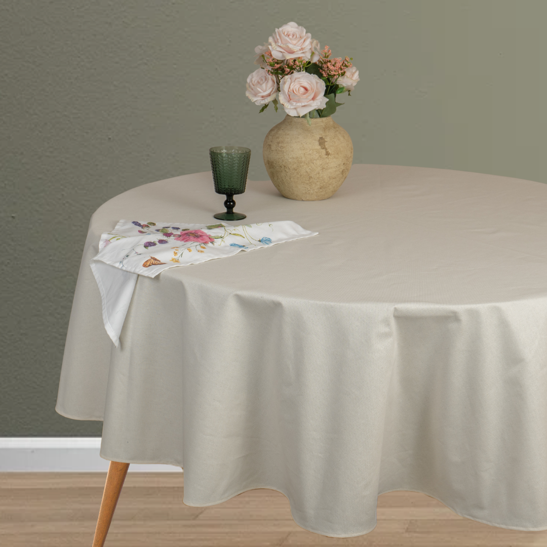 Mantel antimanchas redondo Panamá Hueso
