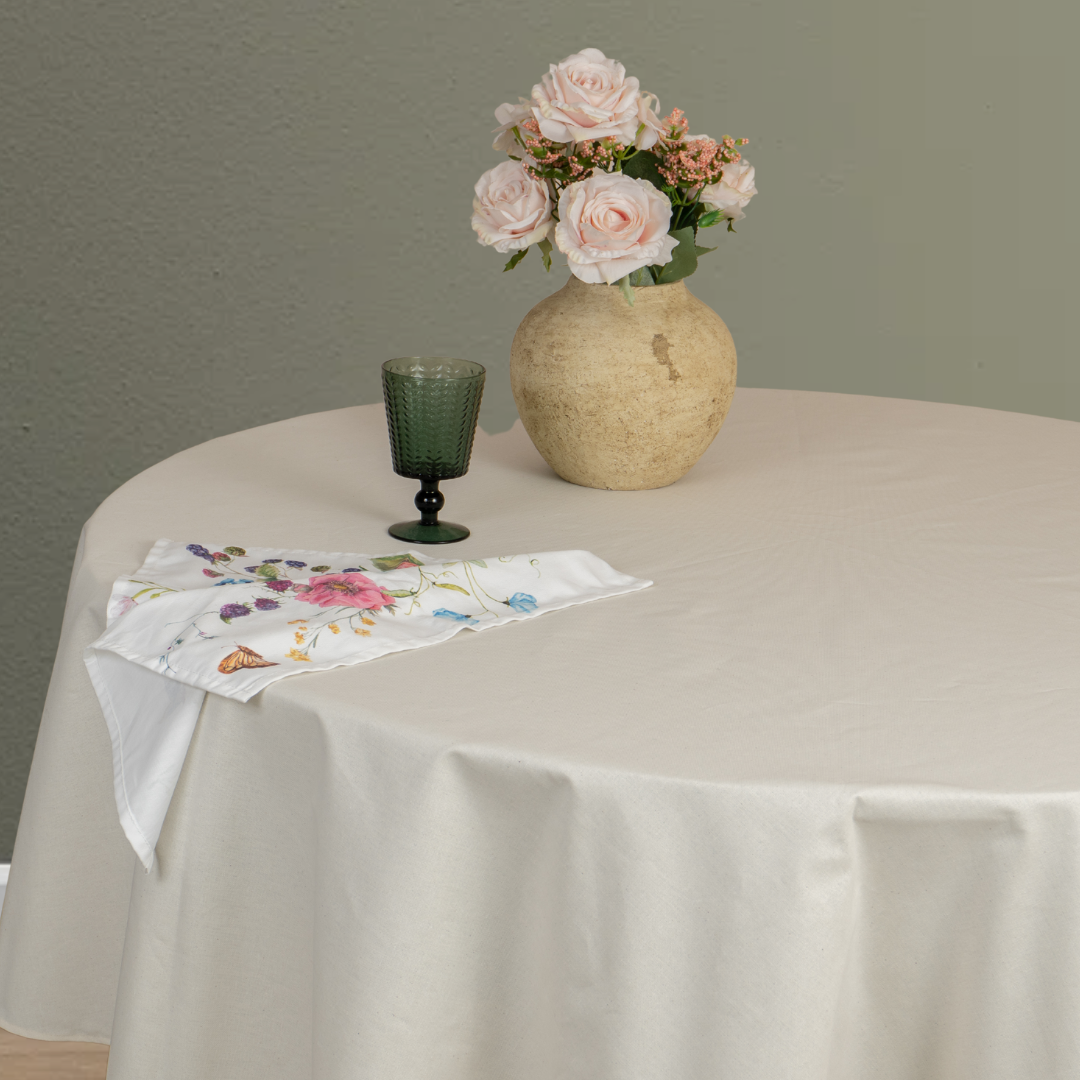 Mantel antimanchas redondo Panamá Hueso