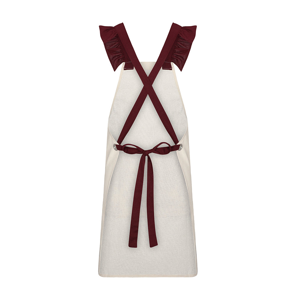 Mandil antimanchas Toile de Jouy granate