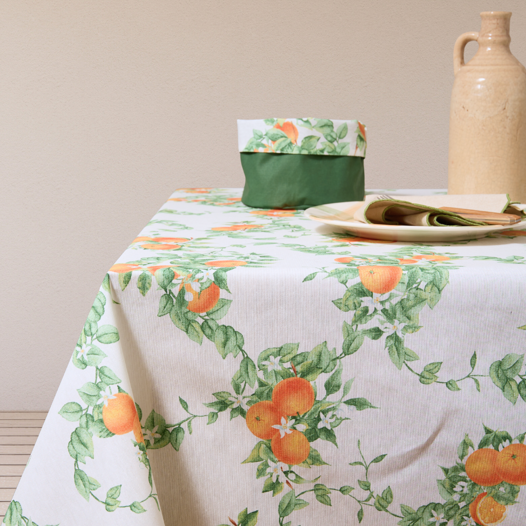 Mantel rectangular antimanchas Naranjas