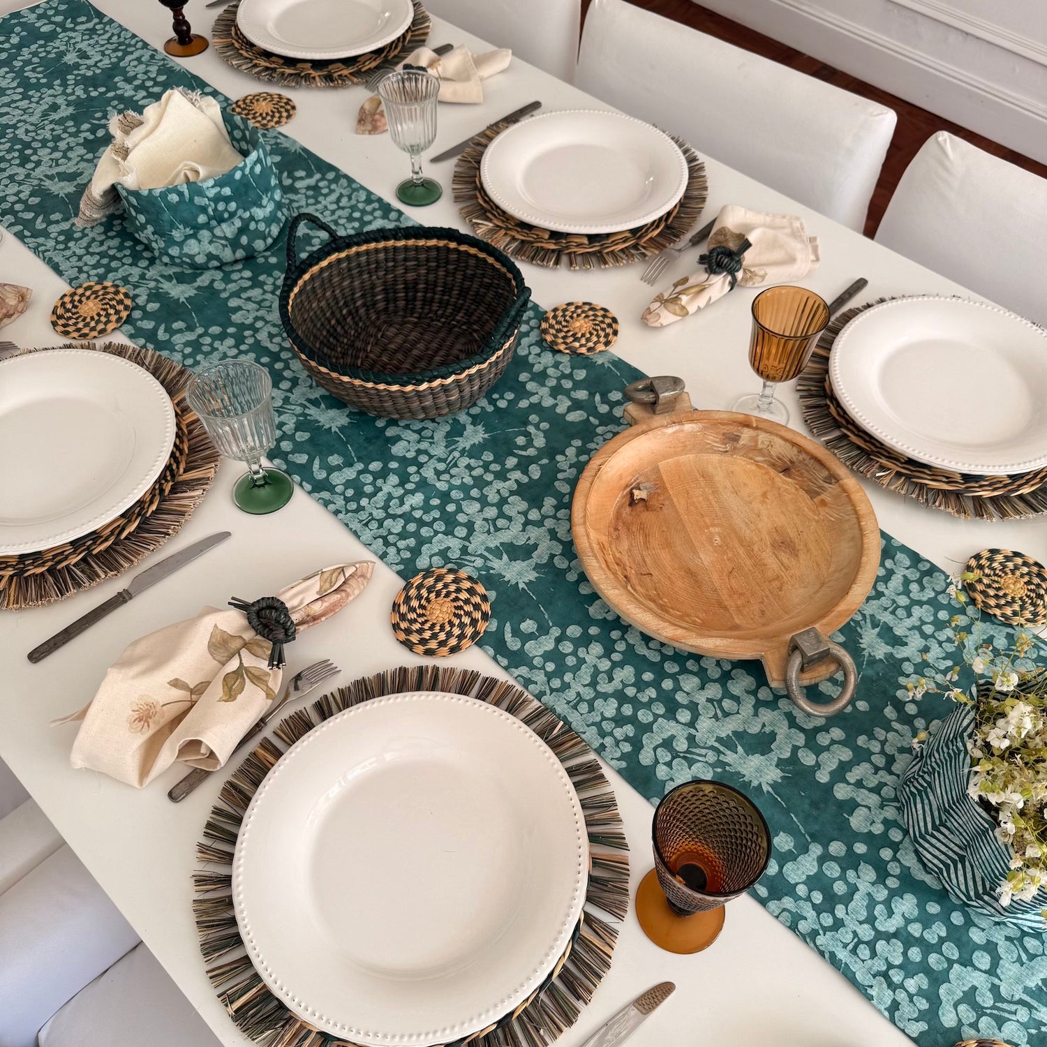 Camino de mesa antimanchas Cotton verde