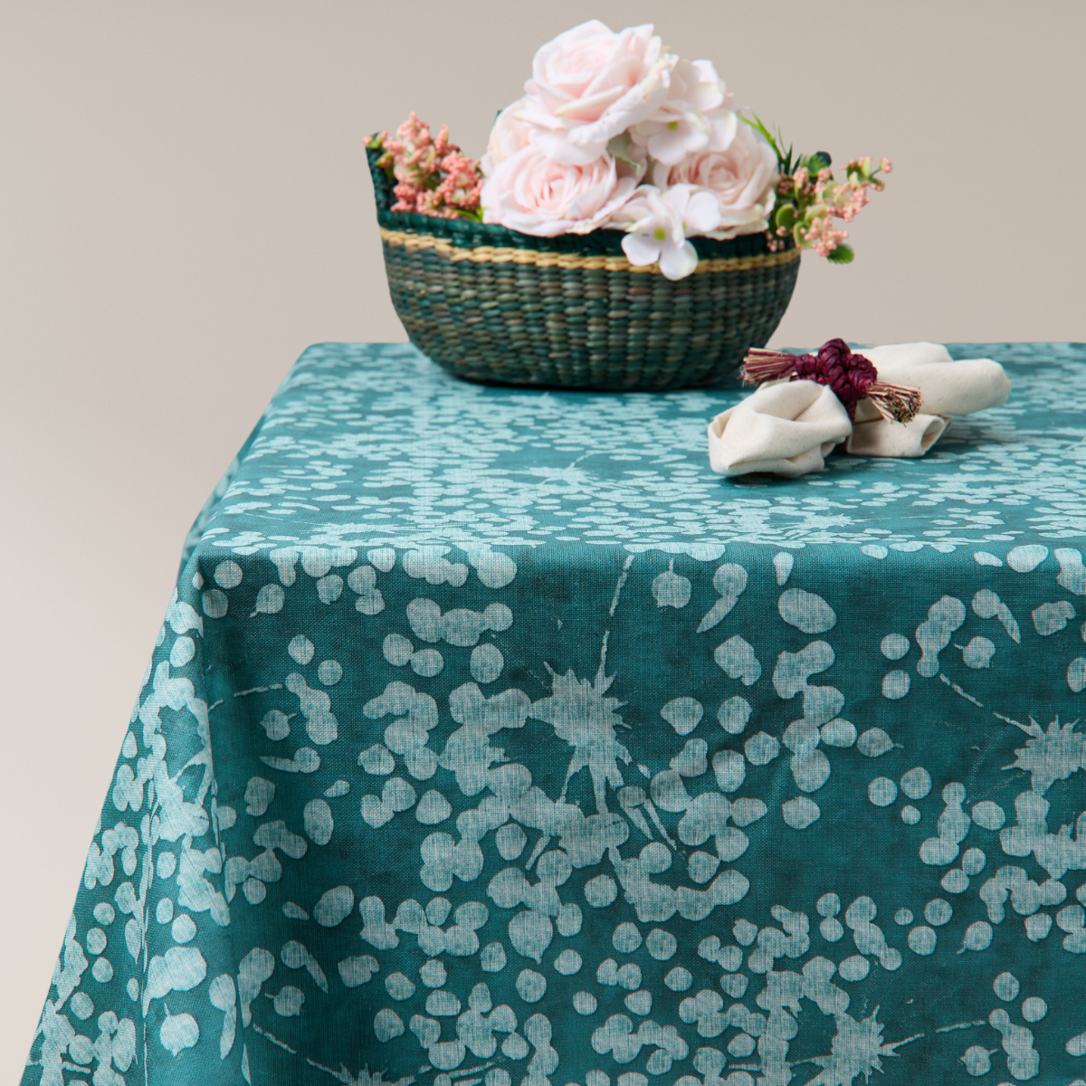 Mantel antimanchas rectangular Cotton verde