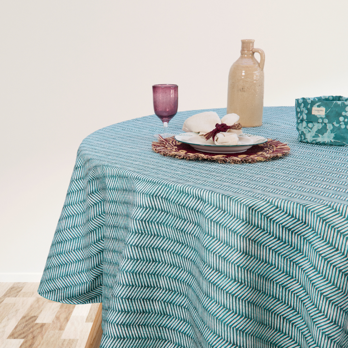 Mantel antimanchas redondo Espiga verde