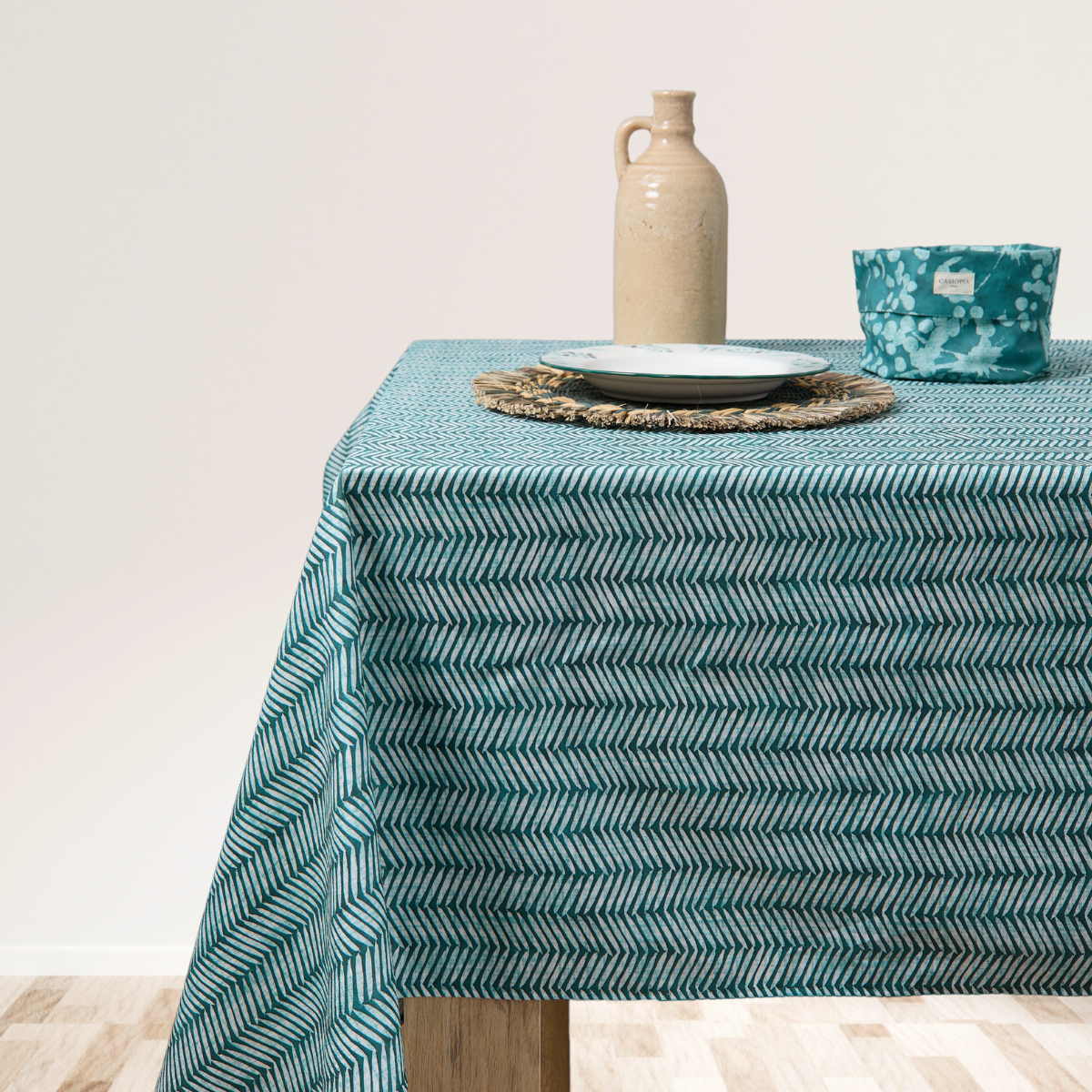 Mantel antimanchas rectangular Espiga verde