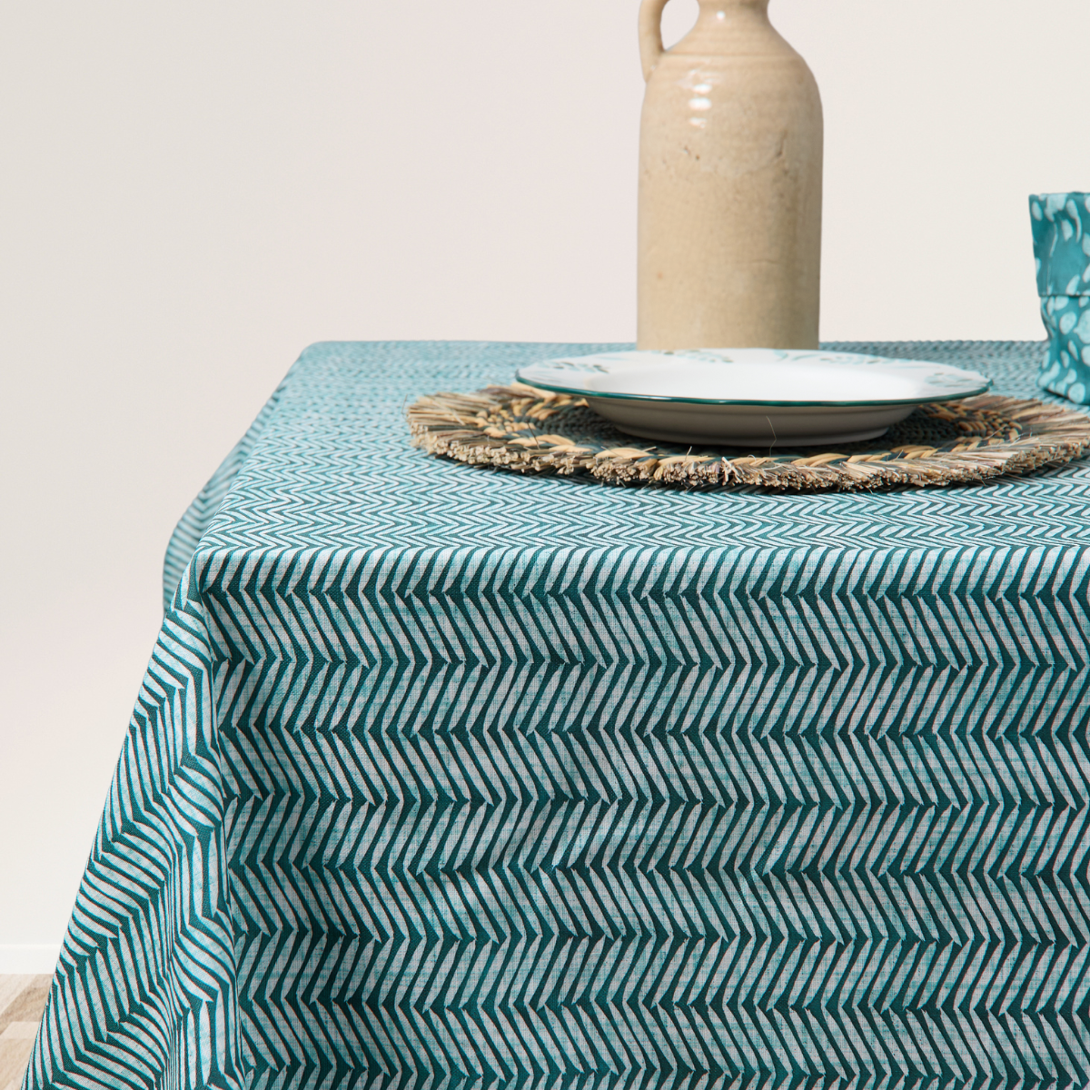 Mantel antimanchas rectangular Espiga verde