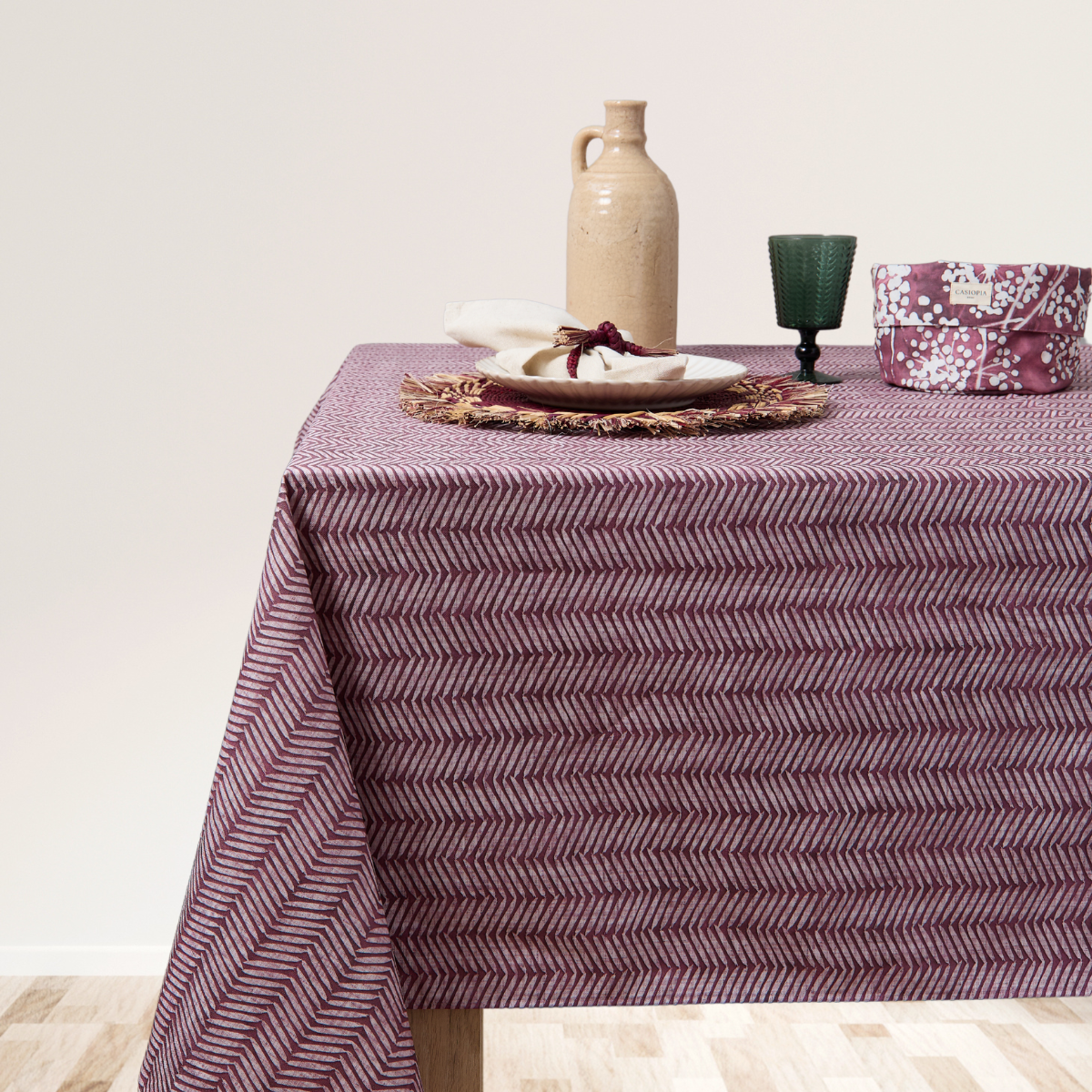 Mantel antimanchas rectangular Espiga vino