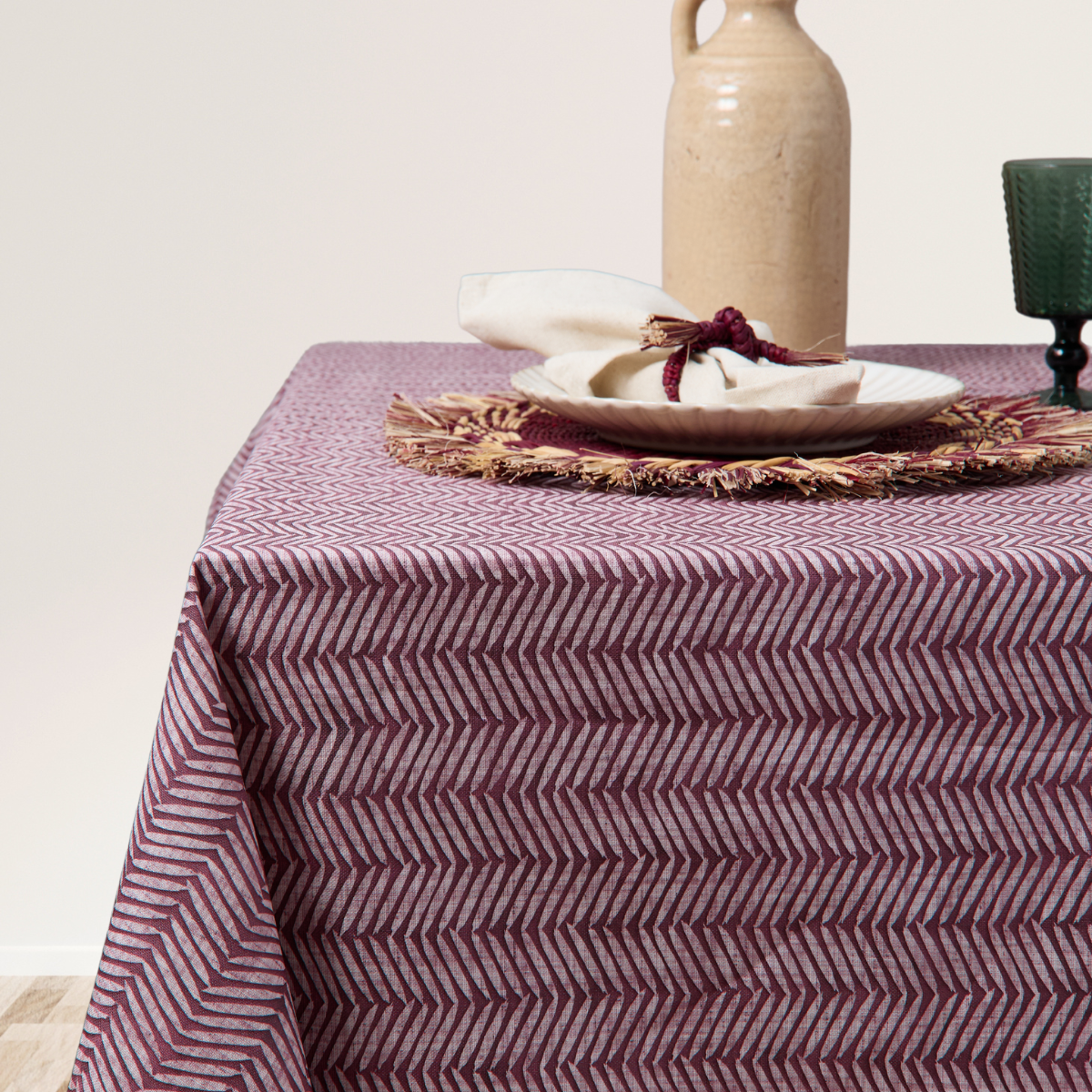 Mantel antimanchas rectangular Espiga vino