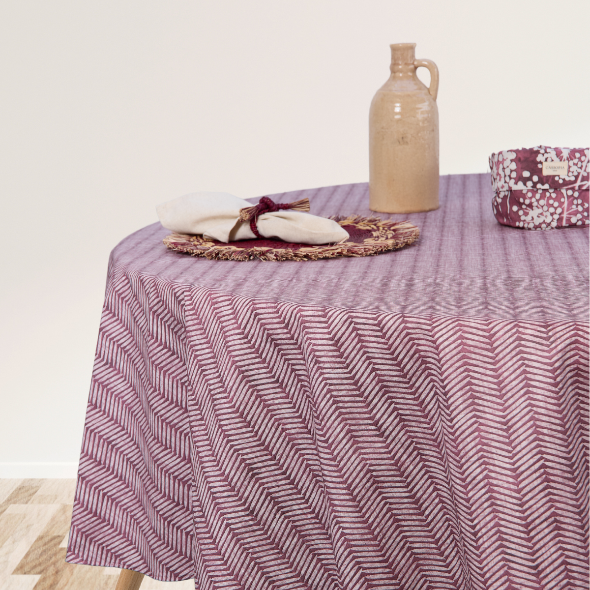 Mantel antimanchas redondo Espiga vino