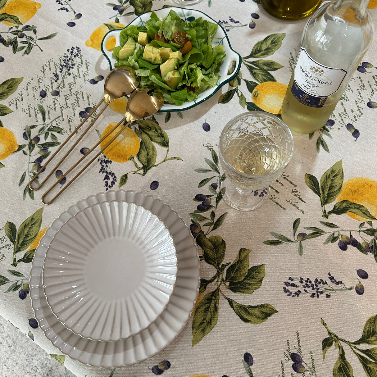 Mantel redondo antimanchas Limones