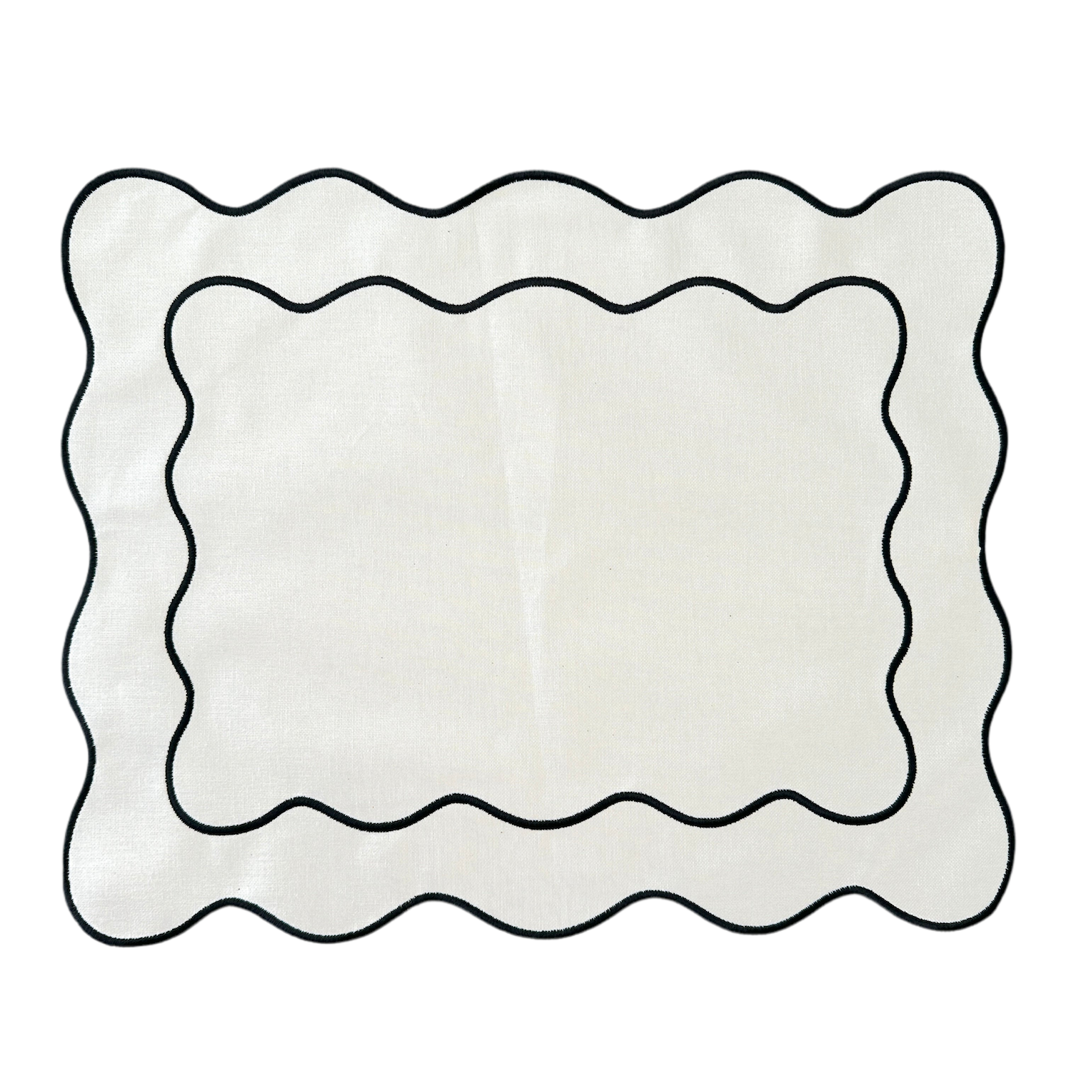 Individual antimanchas hueso bordado ondas negro