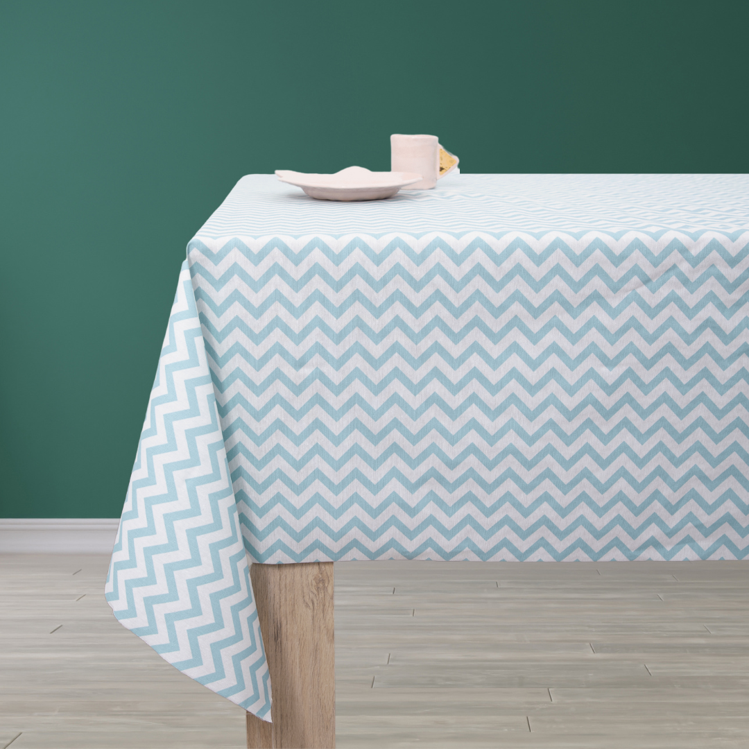 Mantel rectangular antimanchas Zig Zag Verde