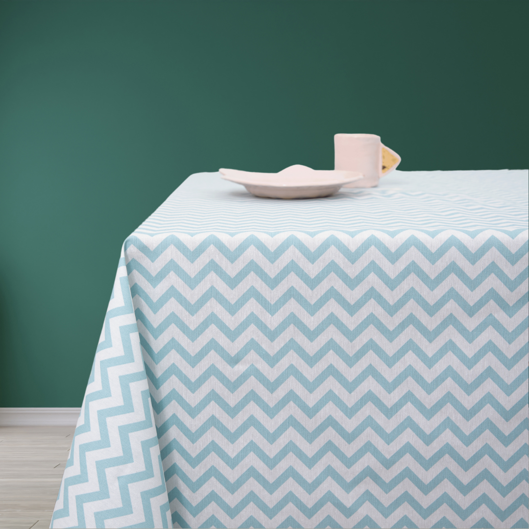 Mantel rectangular antimanchas Zig Zag Verde