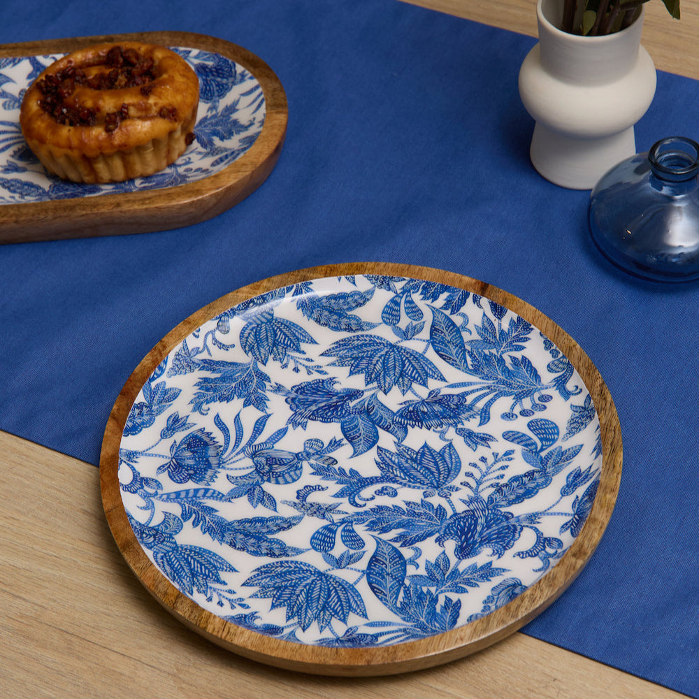 Plato Flor azul grande