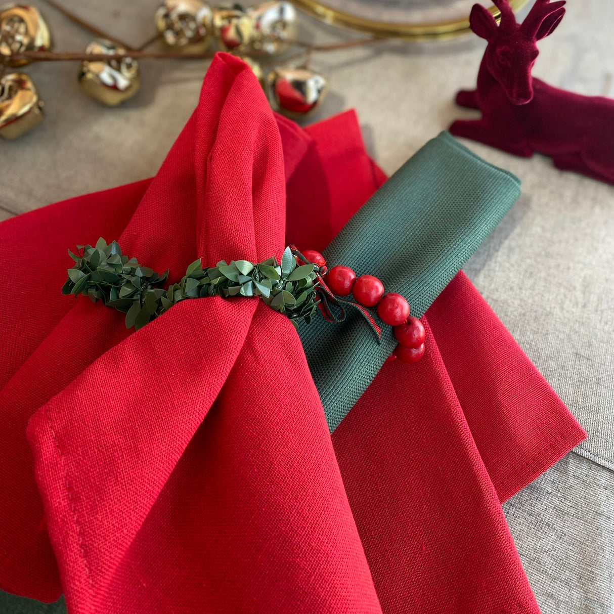 Set 4 Servilletas loneta rojo