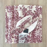 Set 4 Individuales antimanchas Toile de Jouy granate + Panera