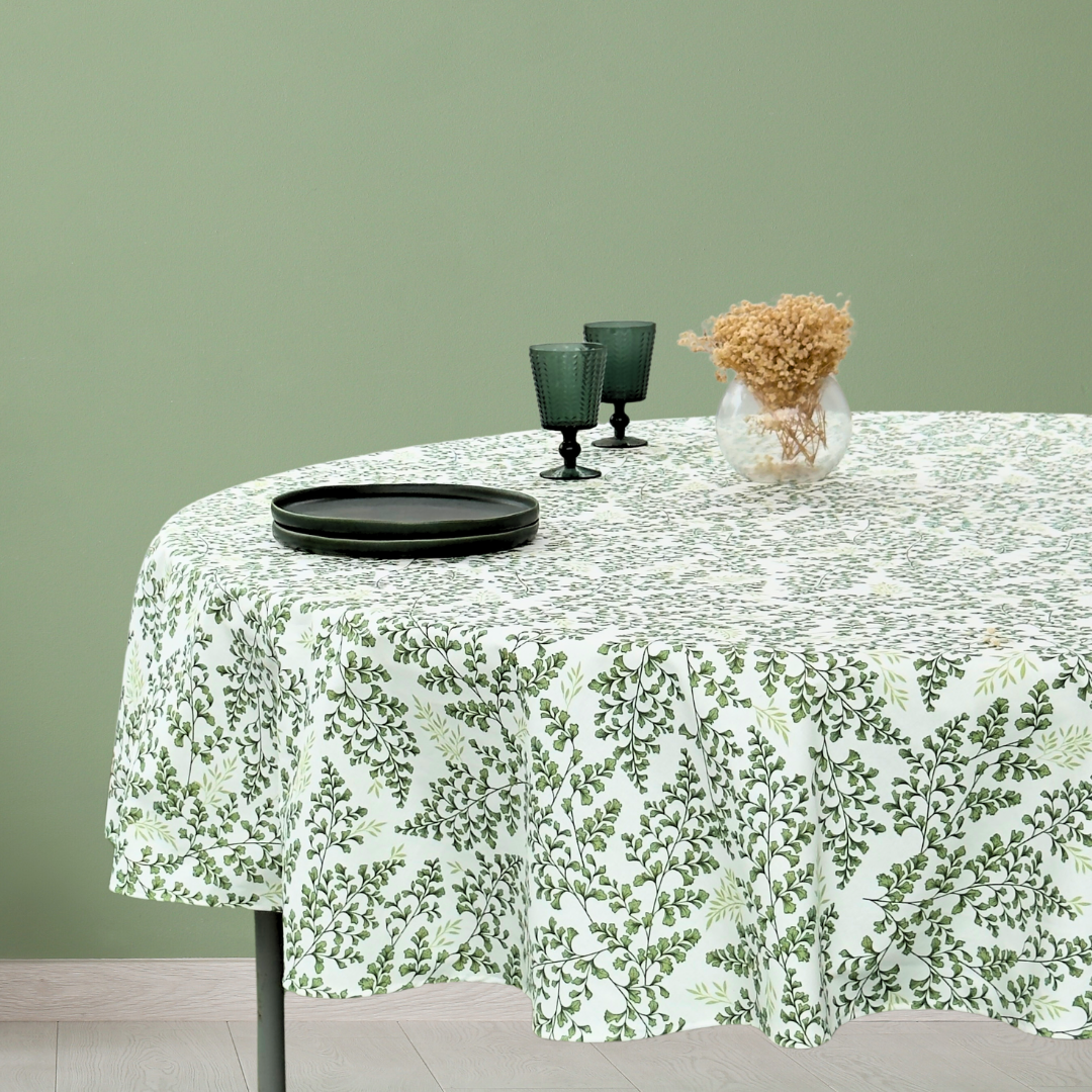 Mantel antimanchas redondo Helechos