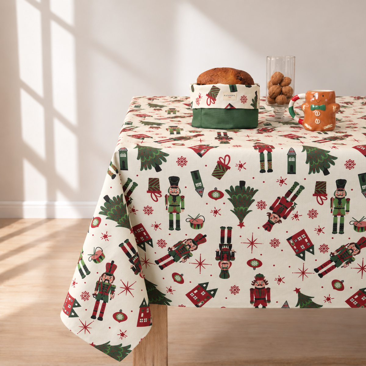 Mantel antimanchas cuadrado Cascanueces