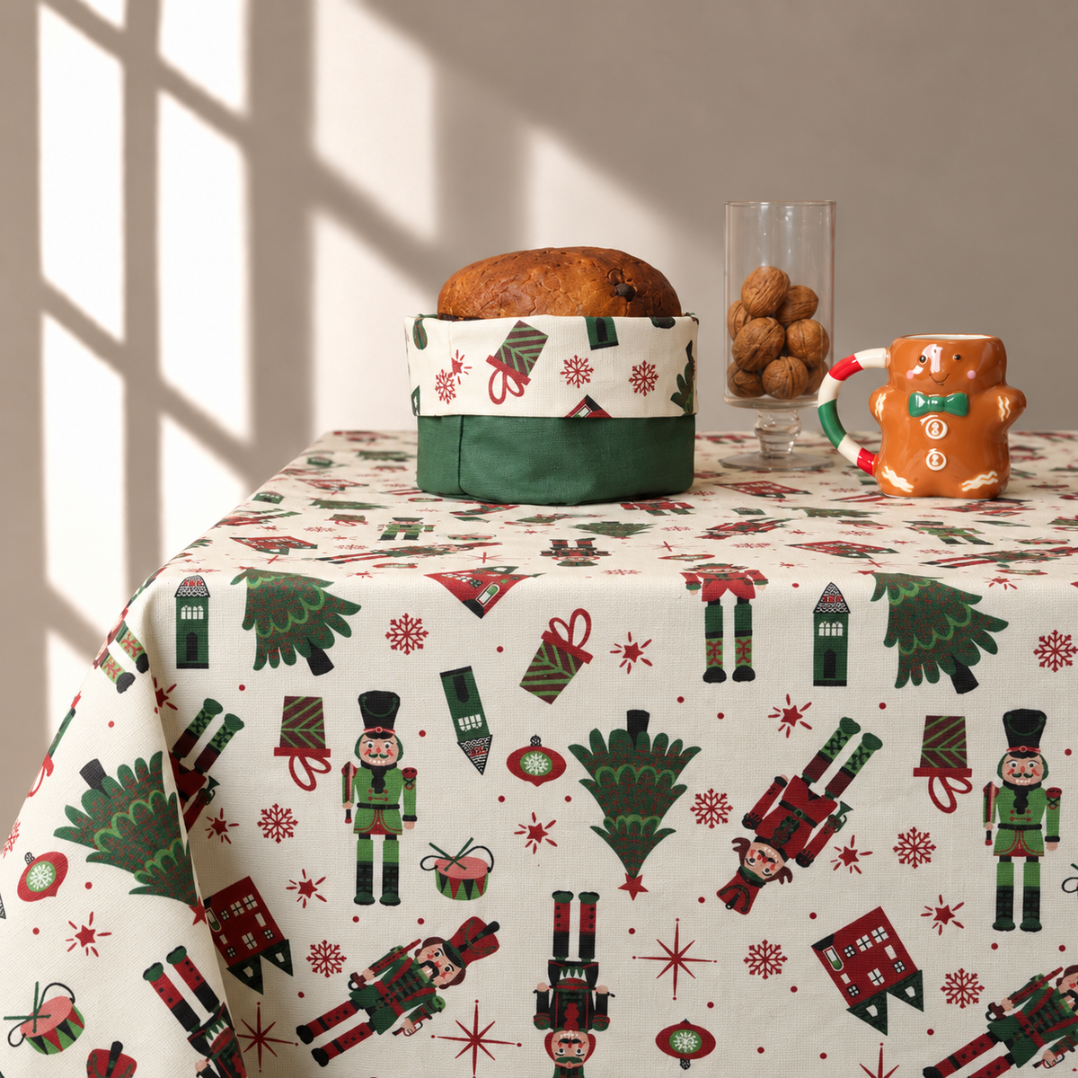 Mantel antimanchas cuadrado Cascanueces