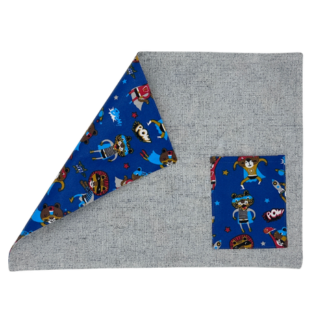 Individual lonchera antimanchas reversible Superhéroes