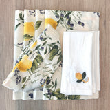 Set 4 Individuales antimanchas Limones + 4 Servilletas bordadas Limones+Panera Limones