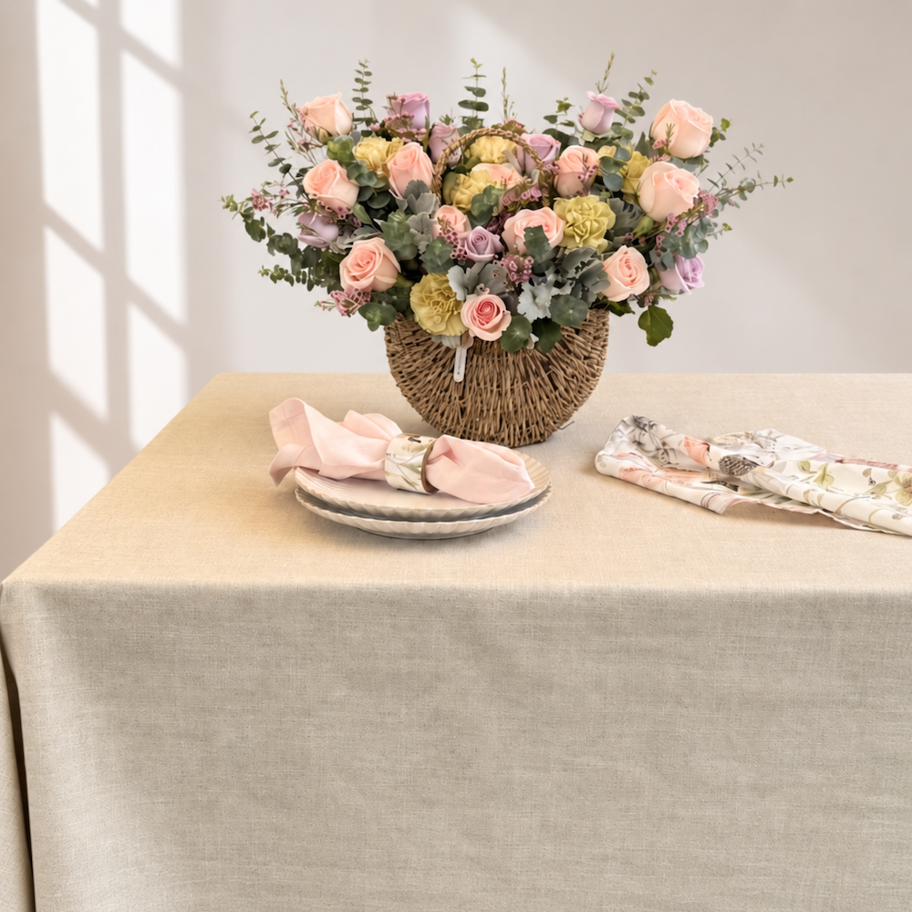 Mantel antimanchas rectangular Viscolino Beige