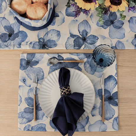 Camino de mesa antimanchas Magnolia Blue