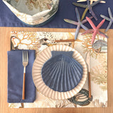 Set 4 Individuales Acuario + Camino de mesa Azulino + 4 servilletas azulino + Panera