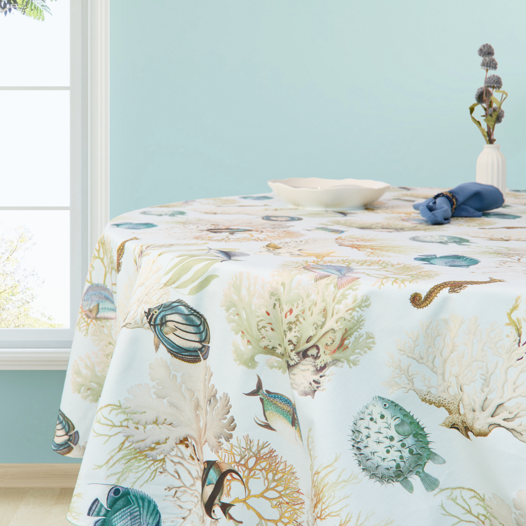 Mantel antimanchas redondo Acuario