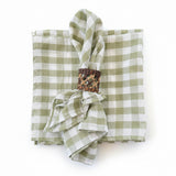 Set 4 Servilletas algodón Vichy verde olivo
