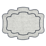 Individual antimanchas rectangular bordado ondas gris y marino