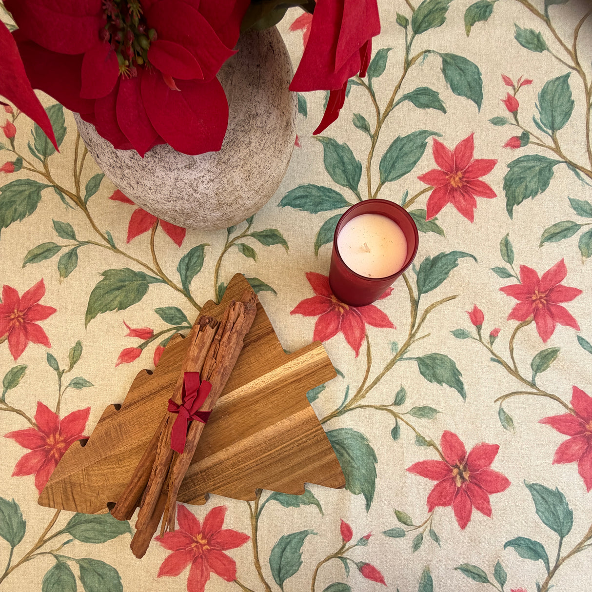 Mantel antimanchas rectangular Flor de Pascua
